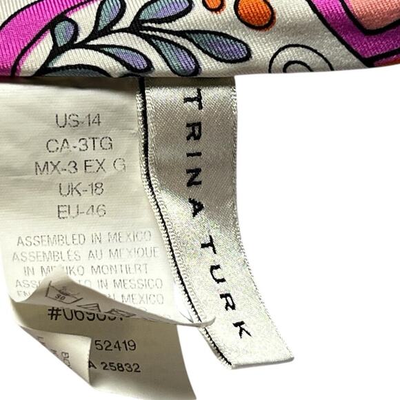 Trina Turk Balboa Bandeau Padded Support Swim Bra Removable Straps Sz 14 Cup C/D - Picture 3 of 7